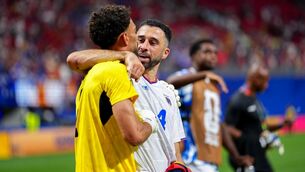 <p>Roberto Lopes celebrates with his Cabo Verde team-mate Vozinha. Pic: Andrew J. Clark/Sportsfile.</p> <p>Roberto Lopes celebrates with his Cabo Verde team-mate Vozinha. Pic: Andrew J. Clark/Sportsfile.</p>