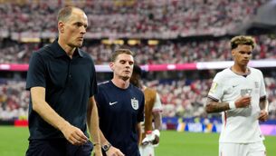 <p>England head coach Thomas Tuchel and assistant head coach Anthony Barry head in at half-time. Pic: Nick Potts/PA Wire.</p> <p>England head coach Thomas Tuchel and assistant head coach Anthony Barry head in at half-time. Pic: Nick Potts/PA Wire.</p>