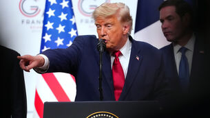 <p>U.S. President Donald Trump, center, takes questions during a media conference at the end of the G7 summit in Evian-les-Bains, France, Wednesday, June 17, 2026. (AP Photo/Vadim Ghirda)</p>