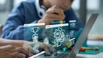 AI artificial intelligence, STEM. Teenage students engage in hands-on STEM education, building robots and learn to use artificia