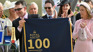 <p>CENTURION: Aidan O'Brien celebrates a landmark Royal Ascot success after Scandinavia's dramatic Gold Cup win. Picture: Healy Racing</p> <p>CENTURION: Aidan O'Brien celebrates a landmark Royal Ascot success after Scandinavia's dramatic Gold Cup win. Picture: Healy Racing</p>