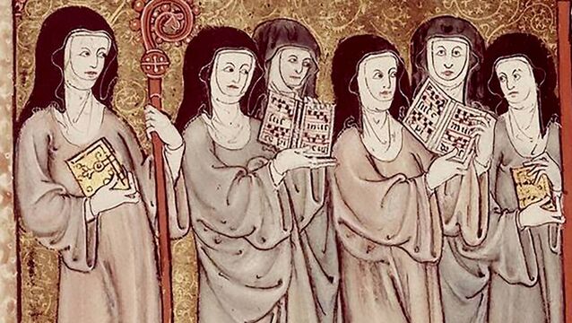 <p>‘The nuns’ procession to Mass’ illustrated in a 13th century <span class="contextmenu hidden"> </span>manuscript. Records from medieval Vienna show that women were embedded in the everyday functioning of late medieval credit markets. Picture: British Library Board/Canva</p>