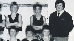 <p>Bill Kenneally with a young basketball team in 1984</p> <p>Bill Kenneally with a young basketball team in 1984</p>