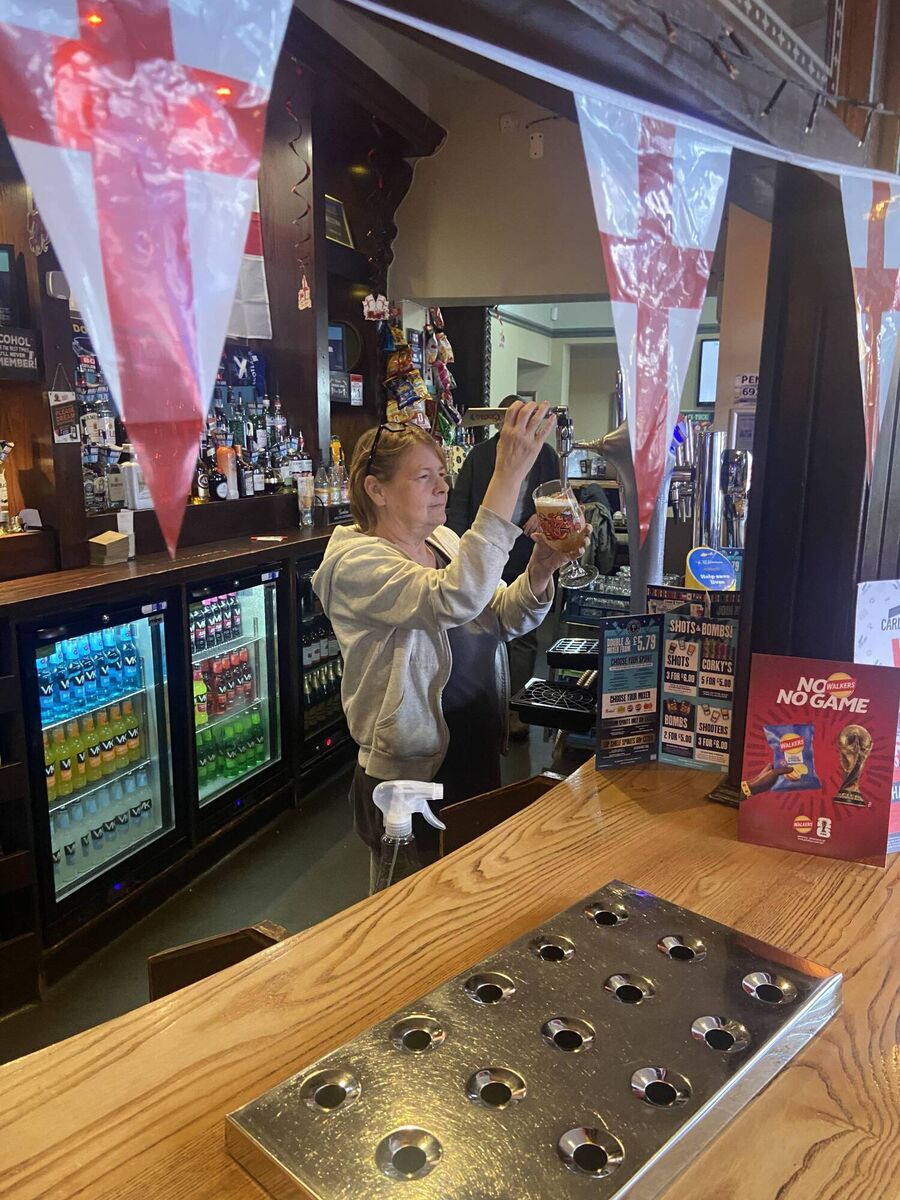 Kath Blackhurst behind the bar of the Station Hotel. She voted for Brexit. Kath Blackhurst behind the bar of the Station Hotel. She voted for Brexit.