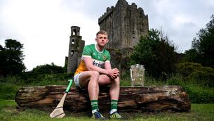 <p>STONE FACE: Killian Sampson of Offaly poses for a portrait during the launch of the 2026 GAA Hurling All-Ireland Senior Championship at Blarney Castle in Cork. PIC: Brendan Moran/Sportsfile</p>