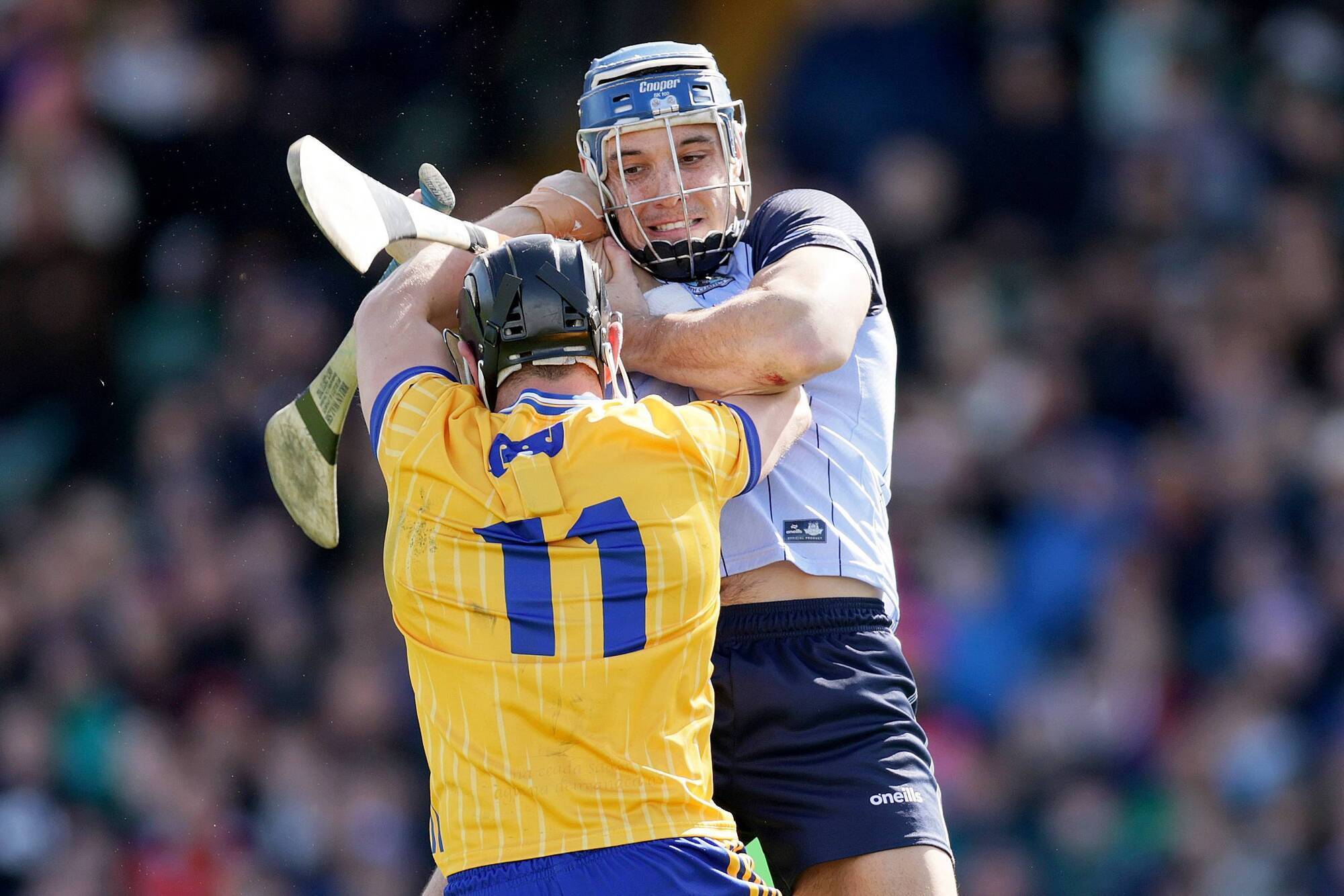  Tempers flare during the Allianz League Division 1B final between Dublin's Eoghan O'Donnell and David Reidy of Clare Pic: ©INPHO/Laszlo Geczo