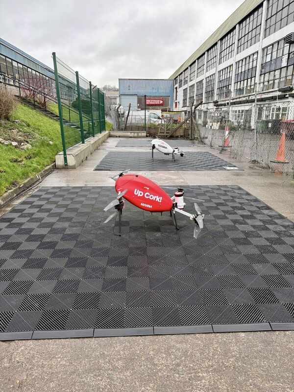 Manna delivery drone in the red colour of Cork with the message Up Cork! printed on the side. Picture: Larry Cummins Manna delivery drone in the red colour of Cork with the message Up Cork! printed on the side. Picture: Larry Cummins