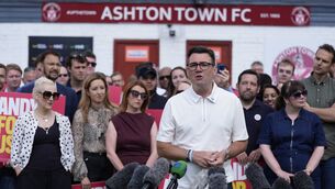 <p>Labour's Andy Burnham at Ashton Town FC in Ashton-in-Makerfield after winning the Makerfield by-election triggered by the resignation of Josh Simons. Picture: Peter Byrne/PA</p>