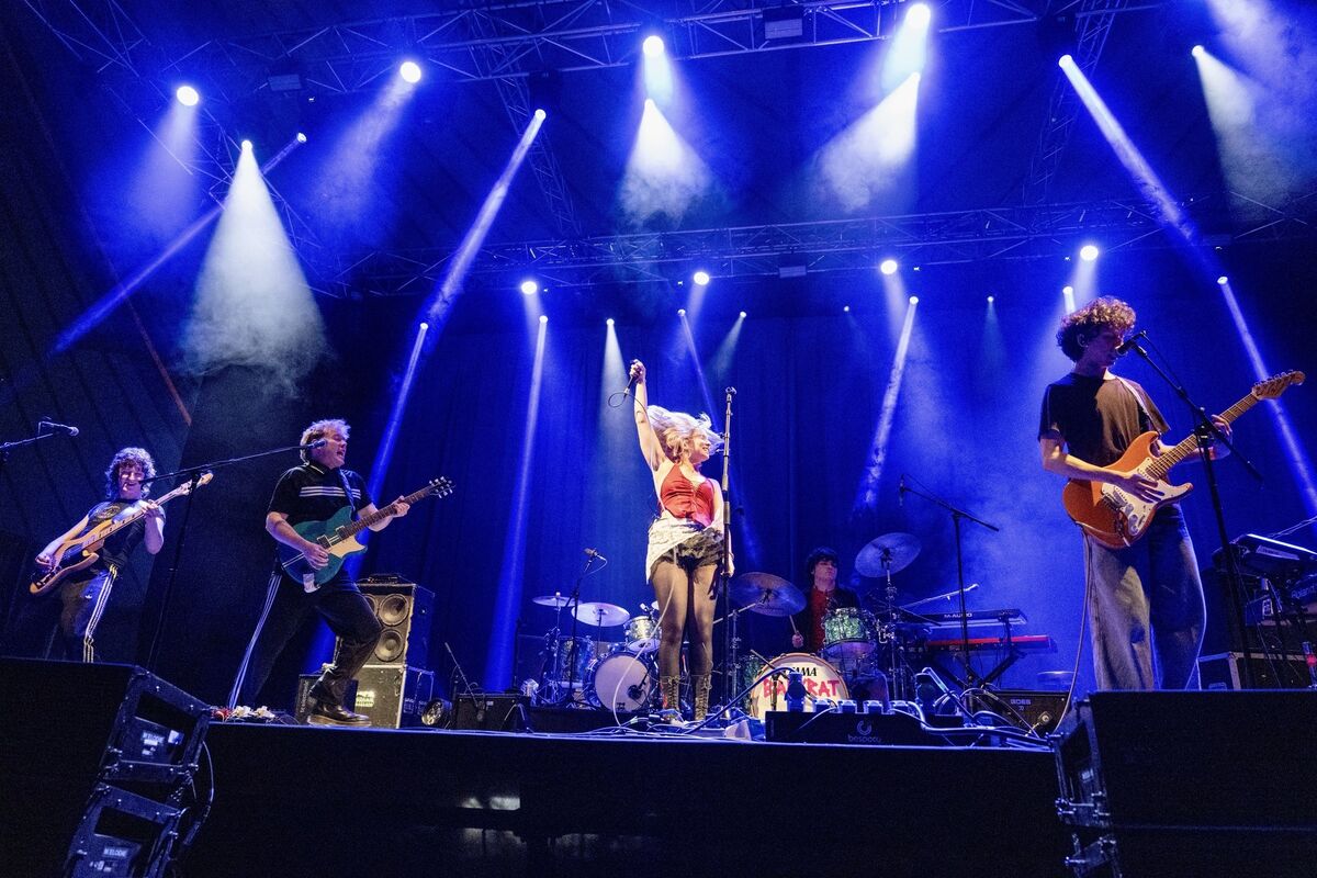 Earlier tonight, Babyrat give an energetic performance on stage as the support act ahead of Bell X1 at Live at the Marquee in Cork. Picture: Chani Anderson