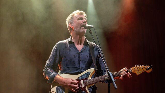 <p>Bell X1's Paul Noonan live on stage at Live at the Marquee in Cork tonight. Tonight isn't just a victory lap, mind. The band are deep into work on album number nine. Picture: Chani Anderson</p>