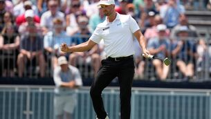 <p>Wyndham Clark celebrates after a birdie on the 12th hole during the second round of the U.S. Open golf tournament at Shinnecock Hills Golf Club in Southampton, N.Y., Friday, June 19, 2026.(AP Photo/David J. Phillip)</p> <p>Wyndham Clark celebrates after a birdie on the 12th hole during the second round of the U.S. Open golf tournament at Shinnecock Hills Golf Club in Southampton, N.Y., Friday, June 19, 2026.(AP Photo/David J. Phillip)</p>