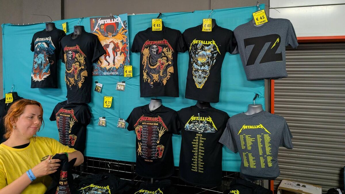 The merchandise stall at Metallica in Dublin. 