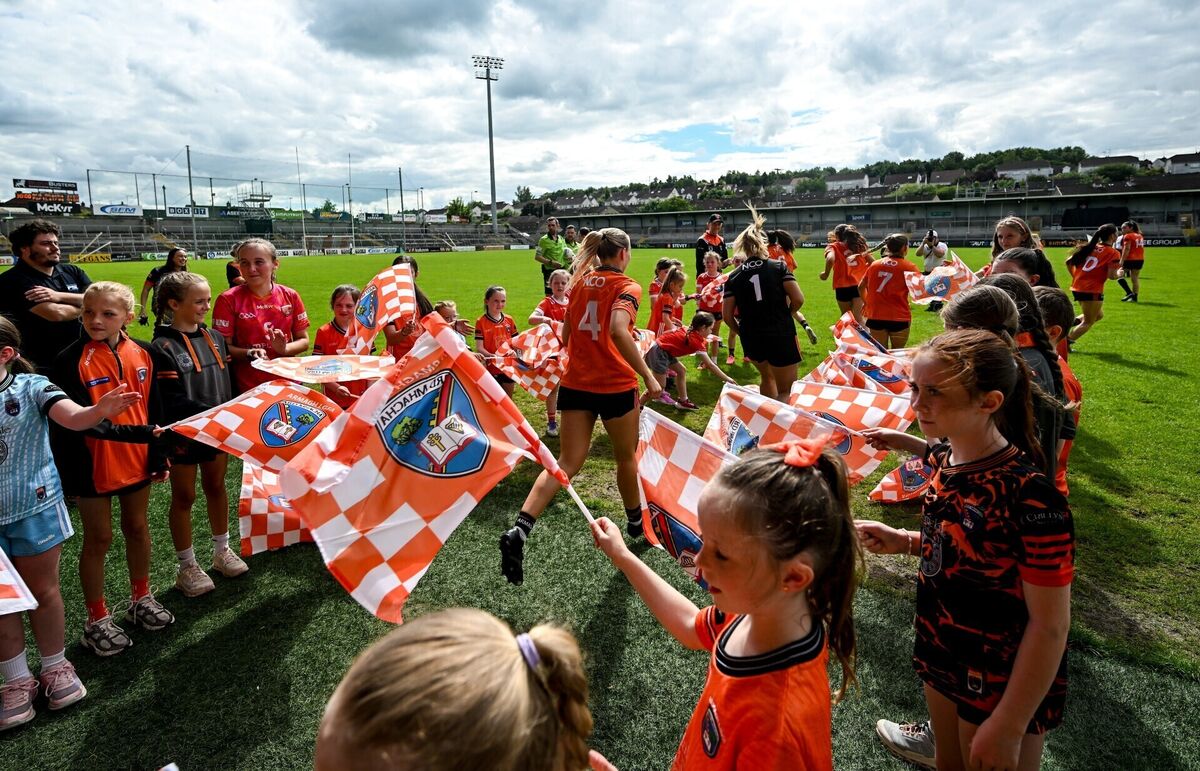 Armagh players run out for the second half. Picture: Ramsey Cardy/Sportsfile Armagh players run out for the second half. Picture: Ramsey Cardy/Sportsfile