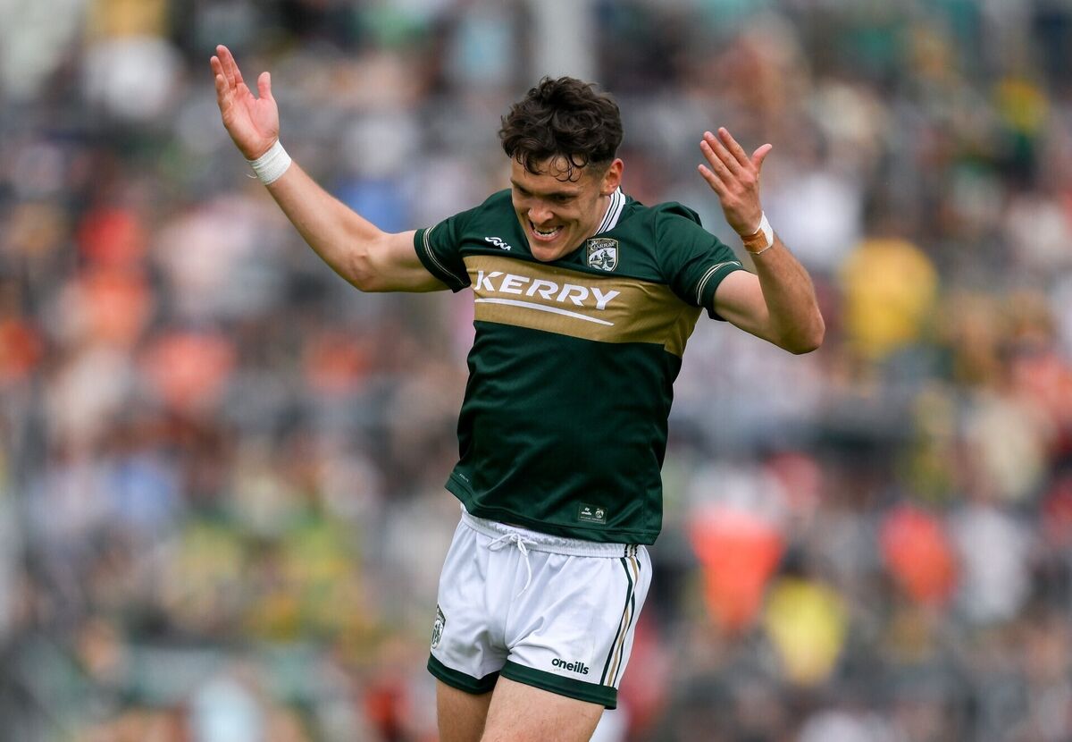 David Clifford pumps up the Kerry contingent. Picture: Brendan Moran/Sportsfile David Clifford pumps up the Kerry contingent. Picture: Brendan Moran/Sportsfile