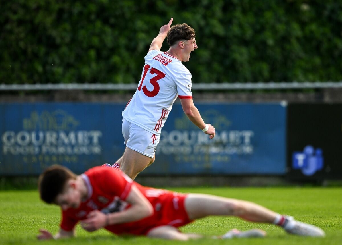 Tom Whooley celebrates the Rebels' first goal. Picture: Sam Barnes/Sportsfile