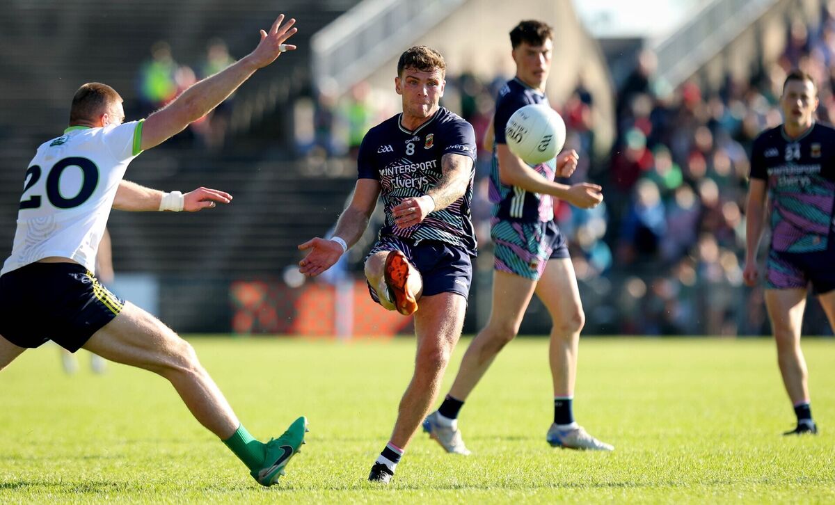 Mayo’s Jordan Flynn scores a vital two pointer. Picture: Ryan Byrne/Inpho