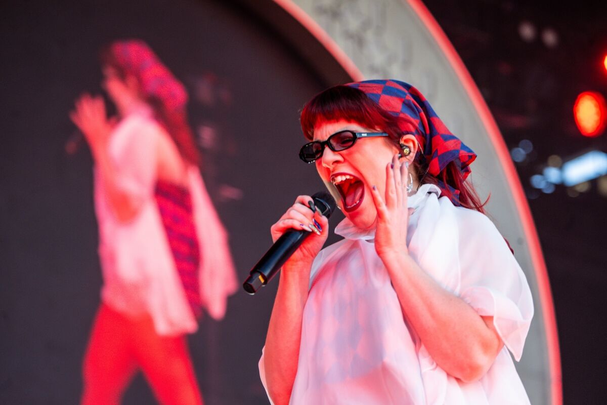 CMAT performs to a packed crowd during her headline show at Musgrave Park (Virgin Media Park) on Saturday. Picture: Chani Anderson