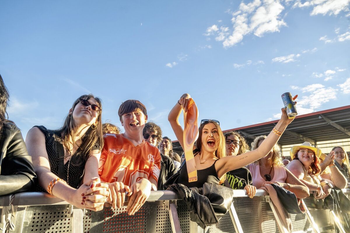 Adoring fans go wild during CMAT’s performance at Musgrave Park (Virgin Media Park) on Saturday Cork. Picture: Chani Anderson