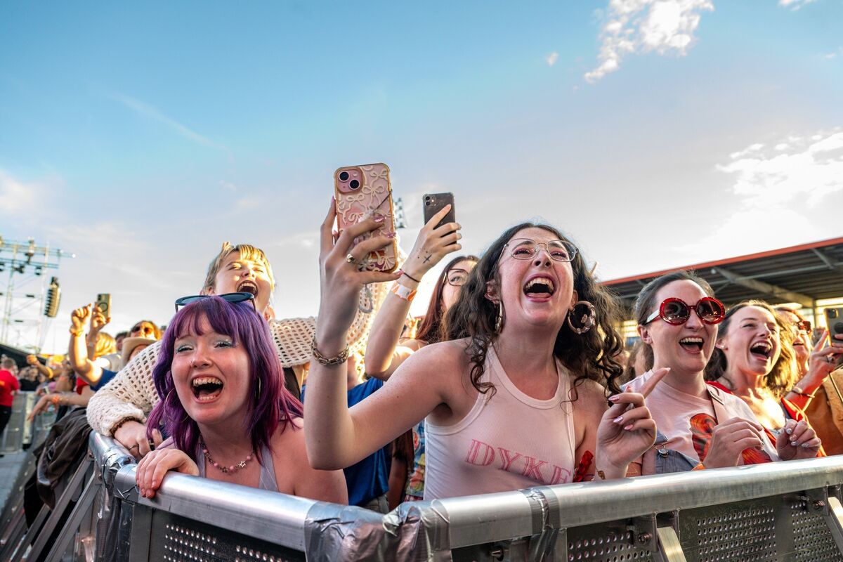  Fans sing along with CMAT during her Musgrave Park (Virgin Media Park) gig in Cork on Saturday. Picture: Chani Anderson