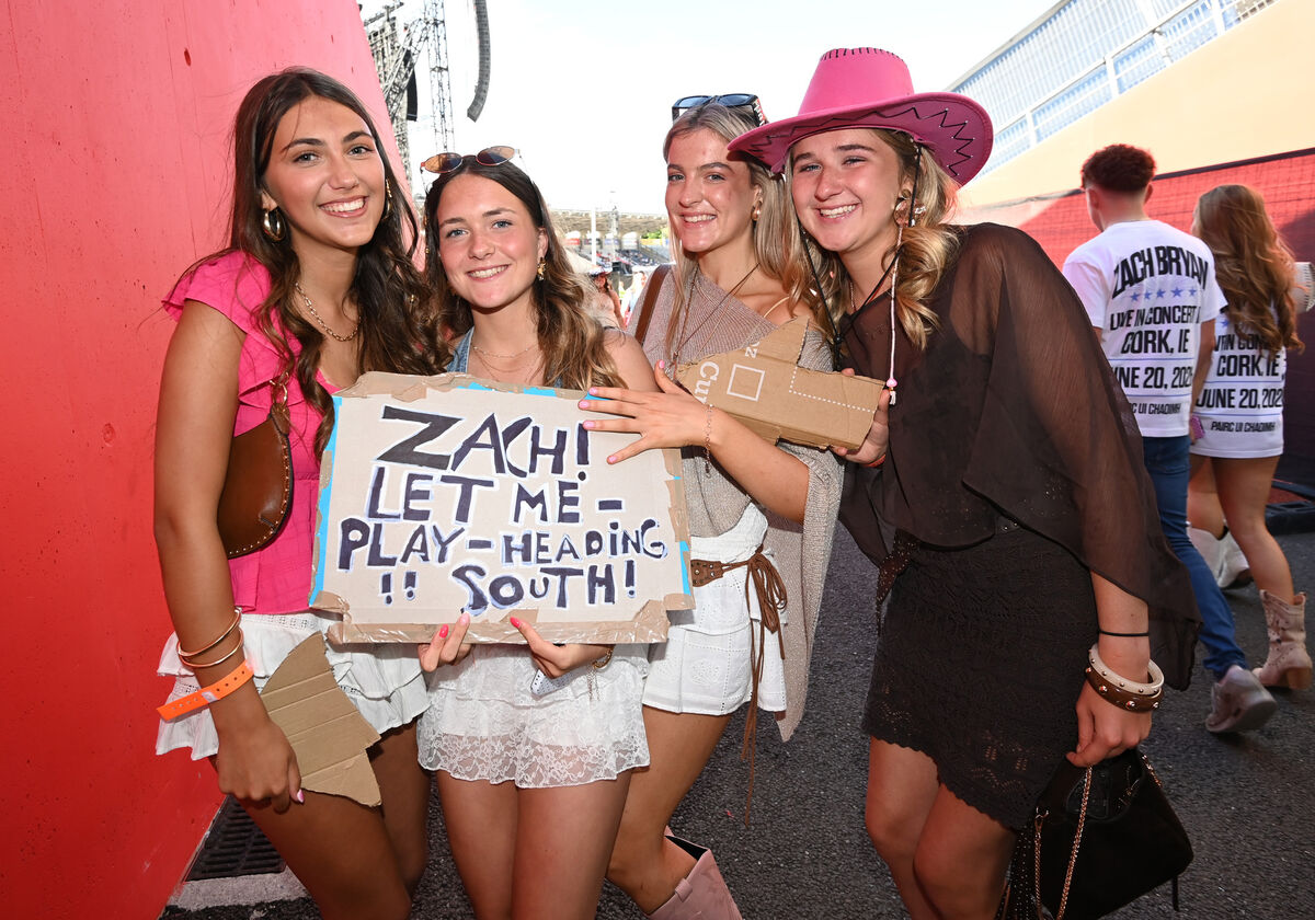 Nicola Brogowska, Kelsey Cummins , Emily O'Shea and Molly Cronin, all from Killarney at the Zach Bryan concert at SuperValu Páirc Uí Chaoimh, Cork. Picture; Eddie O'Hare