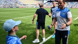 <p>FATHER'S DAY: Dublin manager Ger Brennan celebrates with his son Patrick. Pic: Daire Brennan/Sportsfile</p> <p>FATHER'S DAY: Dublin manager Ger Brennan celebrates with his son Patrick. Pic: Daire Brennan/Sportsfile</p>