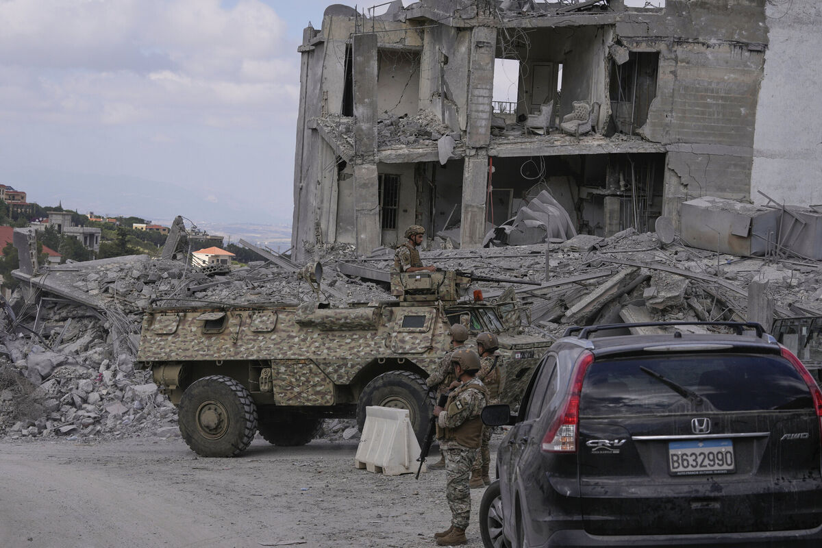 Lebanese soldiers in the village of Beer al-Salassel, south Lebanon. Picture: AP Photo/Mohammed Zaatari