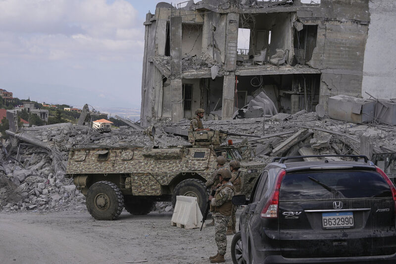 Lebanese soldiers in the village of Beer al-Salassel, south Lebanon. Picture: AP Photo/Mohammed Zaatari Lebanese soldiers in the village of Beer al-Salassel, south Lebanon. Picture: AP Photo/Mohammed Zaatari
