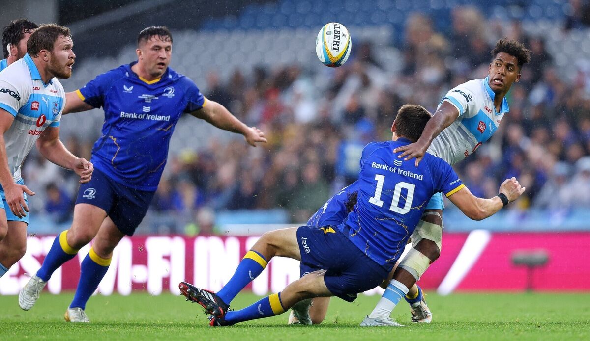 Bulls’ Canan Moodie is tackled by Sam Prendergast of Leinster during the URC final. Pic: ©INPHO/Ben Brady Bulls’ Canan Moodie is tackled by Sam Prendergast of Leinster during the URC final. Pic: ©INPHO/Ben Brady