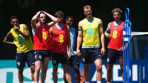 <p>England's Declan Rice (left) and team-mates during a training session at Swope Soccer Village, Kansas City. Picture: Bradley Collyer/PA Wire.</p> <p>England's Declan Rice (left) and team-mates during a training session at Swope Soccer Village, Kansas City. Picture: Bradley Collyer/PA Wire.</p>