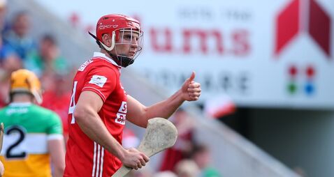 GAA All-Ireland Senior Hurling Championship Quarter-Final Cork vs Offaly Brian Hayes with a thumbs up after scoring a goal 21/6/2026
