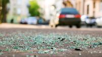 Shards of car glass on the street