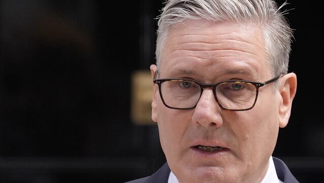 <p>Keir Starmer announces his resignation in Downing Street. Picture: Andrew Matthews/PA Wire</p>