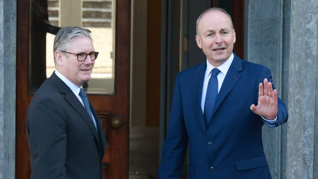 <p>Taoiseach Micheál Martin greets United Kingdom Prime Minister Keir Starmer on arrival at Fota House, Co Cork, in March as the two leaders met for the second UK-Ireland Summit. Photograph: Leah Farrell / © RollingNews.ie</p>