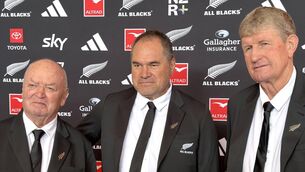 <p>THREE WISE MEN: New Zealand All Blacks coach Dave Rennie flanked by assistants Graham Henry and Neil Barnes after announcing the All Blacks squad for the forthcoming Nations Championship Tests, including the July 18 clash with Ireland iN Auckland. Pic: Ben Strang, AFP via Getty Images</p>