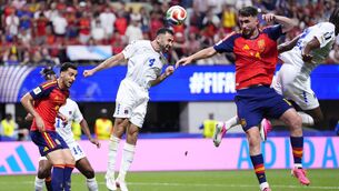 <p>Cabo Verde’s Roberto Lopes clears the ball under pressure from Aymeric Laporte of Spain during their FIFA World Cup clash. Pic: INPHO/Jose Breton</p>