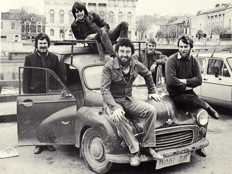 The classic image of Jimmy Crowley and the other members of Stokers Lodge, taken outside the Phoenix Bar on Union Quay, Cork. 
