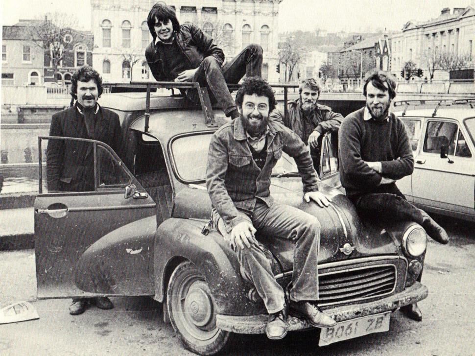 The classic image of Jimmy Crowley and the other members of Stokers Lodge, taken outside the Phoenix Bar on Union Quay, Cork. The classic image of Jimmy Crowley and the other members of Stokers Lodge, taken outside the Phoenix Bar on Union Quay, Cork.