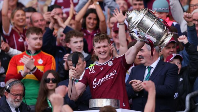 <p>LEINSTER'S LAST HOPE: Galway's Darren Morrissey pictured as he lifts the Leinster Senior Hurling Championship title. Pic: ©INPHO/Tom O’Hanlon.</p>