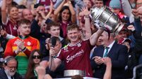 Darren Morrissey pctured as he lifts the Leinster Senior Hurling Championship cup 6/6/2026