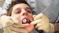 Close-up of boy having teeth examined