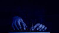 Cyberattack and internet crime, hacking and malware concepts. Digital binary code data numbers and secure lock icons on hacker'