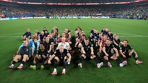 <p>Erling Haaland of Norway and teammates celebrate with fans. Pic: Patrick Smith - FIFA/FIFA via Getty Images)</p>