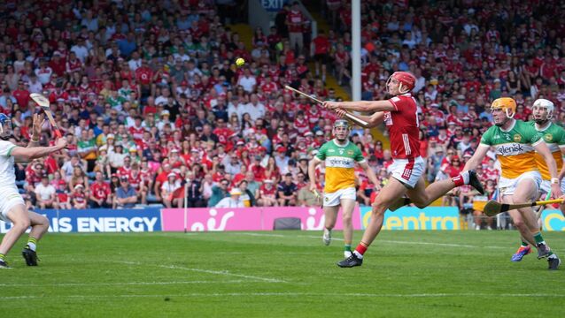 <p> ALL-STAR: Brian Hayes scores Cork's fifth goal in the All Ireland senior hurling quarter-final against Offaly at Semple Stadium. Pic: Noel Sweeney</p>