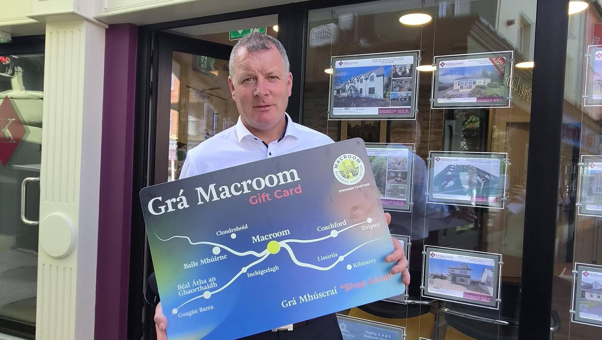Macroom Business Association chair Killian Lynch said the gift card will help 'unlock the potential of shop local in Macroom'. 