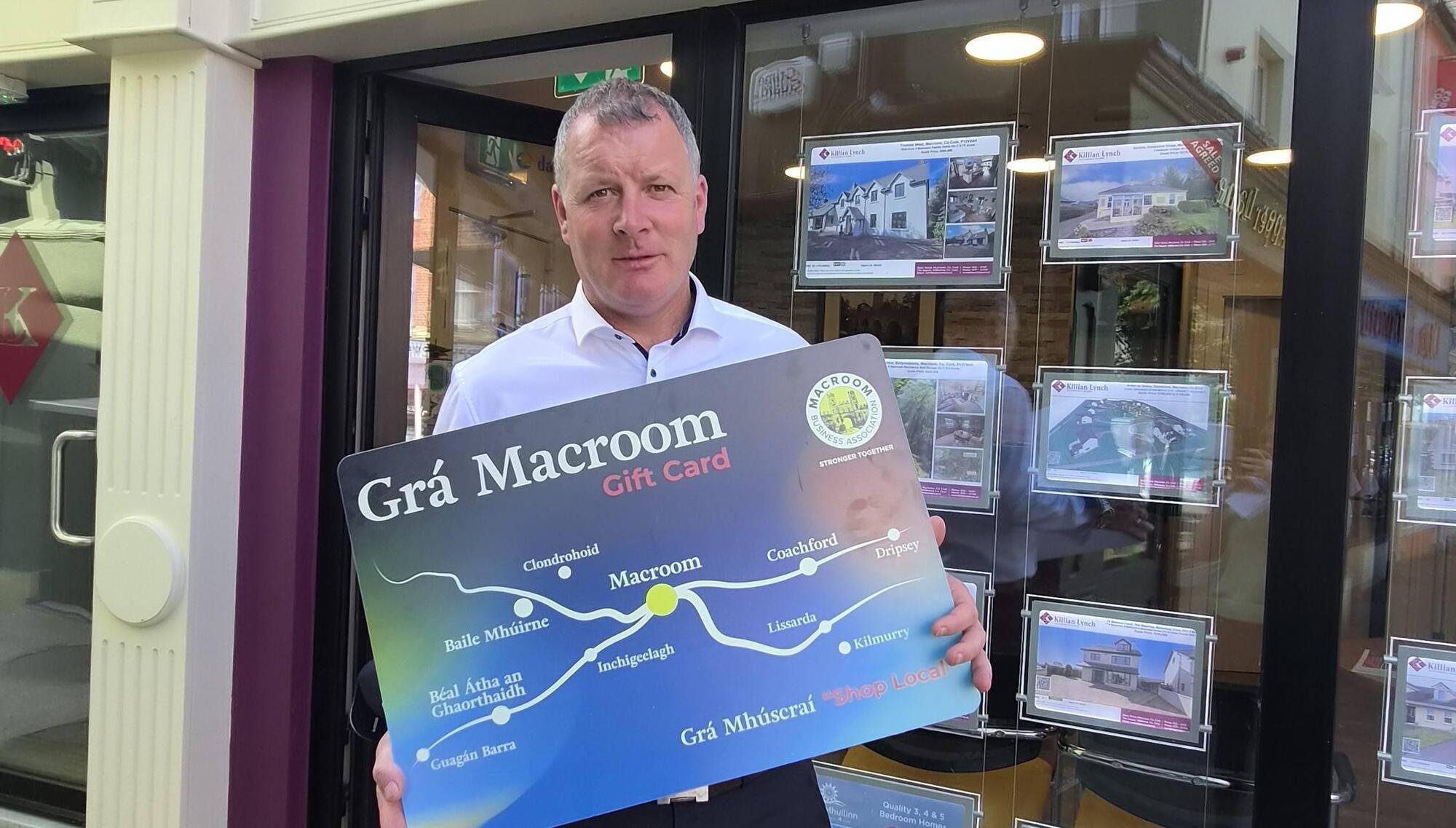 Macroom Business Association chair Killian Lynch said the gift card will help 'unlock the potential of shop local in Macroom'. 