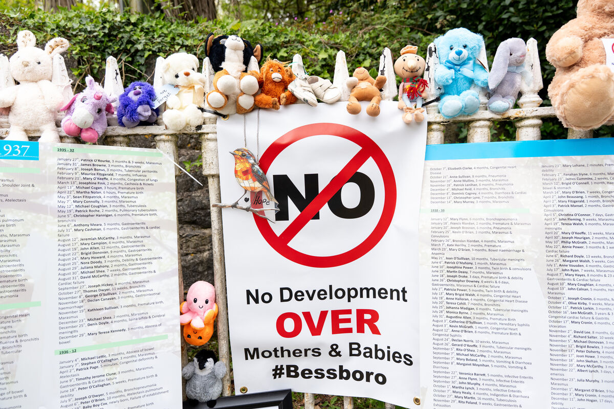 Families against development at Bessborough left signs at the gate there during a vigil in April. Picture: Noel Sweeney Families against development at Bessborough left signs at the gate there during a vigil in April. Picture: Noel Sweeney