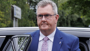 <p>Jeffrey Donaldson arrives at Newry Crown Court on Monday. Photo: Liam McBurney/PA</p> <p>Jeffrey Donaldson arrives at Newry Crown Court on Monday. Photo: Liam McBurney/PA</p>