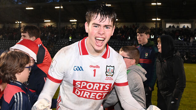<p>During a week in which he was instrumental to the Cork minors footballers winning their All-Ireland semi-final against Derry, Rory Twohig squeezed in a South-West U16 semi-final win. Pic: Eddie O'Hare</p>