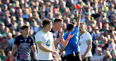 Paul Faloon shows a red card to Ronan Jones 20/6/2026