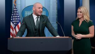 <p>MMA fighter and Irish businessman Conor McGregor speaks with reporters alongside White House Press Secretary Karoline Leavitt before meeting with President Donald Trump on Saint Patrick's Day, March 17, 2025 in Washington, DC. (Photo by Chip Somodevilla/Getty Images)</p> <p>MMA fighter and Irish businessman Conor McGregor speaks with reporters alongside White House Press Secretary Karoline Leavitt before meeting with President Donald Trump on Saint Patrick's Day, March 17, 2025 in Washington, DC. (Photo by Chip Somodevilla/Getty Images)</p>